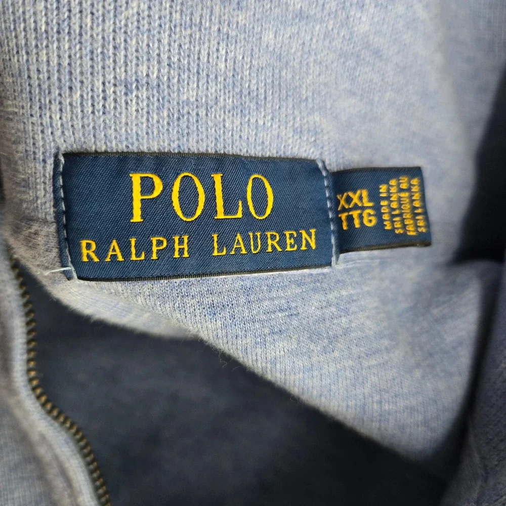 Polo Ralph Lauren Mens XXL Blue Cotton Quarter Zip Sweater Casual Cotton Soft